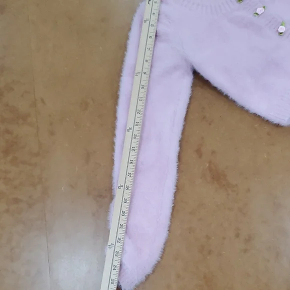 Fuzzy knit Pink cropped cardigan Sweater Sz S Cottage core 90s inspired - Picture 10 of 16